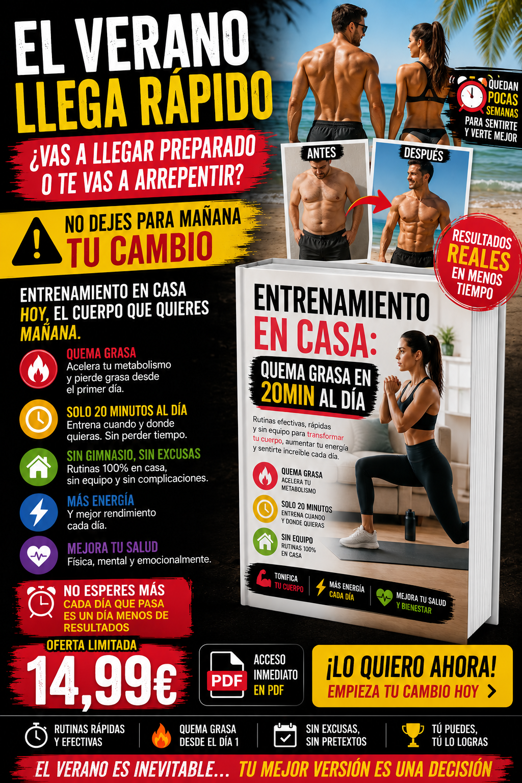 Entrenamiento en casa: Quema grasa en 20min al dia